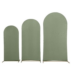 3 DUSTY SAGE GREEN Matte Fitted Spandex Round Top Arch Backdrop STAND COVERS Set