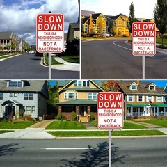 2 Pack Slow Down Sign, with 36″ Metal Stakes, 14″x10″ Reflective Aluminum sig…