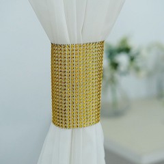 4 GOLD Rhinestone Mesh CURTAIN Tie Backs Drapery Holdbacks Party
