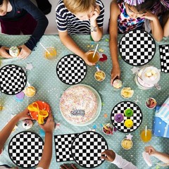 Oigco 60 PCS Race Car Birthday Party Decorations, Checkered Flag Plates and N…