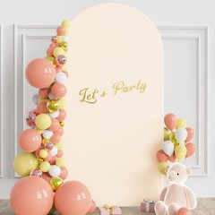 Versatile 6.6FT Spandex Wedding Arch Cover for Parties and Ceremonies in Beige