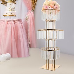 Crystal Wedding Vases Iron Flower Rack Electroplated Stand Shelf Floor Mount