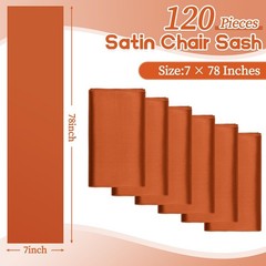 Fani 120 PCS Satin Chair Sashes, 7×78 Inch, Terracotta