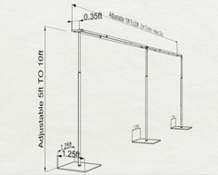 DOUBLE CROSSBAR ADJUSTABLE QUICK BACKDROP KIT 10 FT x 10 – 20 FT WITHOUT DRAPE