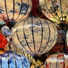 set 5 pcs silk lantern decoration size 18 inches