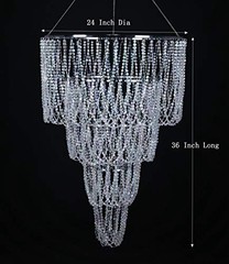 4 Tiers Large Wedding Chandelier, Faux Crystal Iridescent Beaded 24″W x 36″H