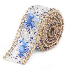 2.5cm DIY Mesh Wrap Roll Crystal Rhinestones Chain Trim Ribbon