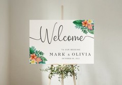 Custom Wedding Welcome Sign Tropical Flower Outdoor Indoor Sign For Gift