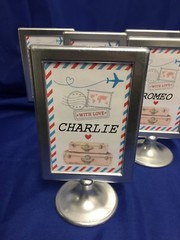 Wedding Table Signs / Names Aviation Airplane Red Blue Theme Phonetic Alphabet