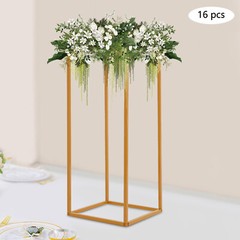 16Pcs 9.44*9.44*23.6″ 29.3lbs Gold Rectangular Smooth Metal Wedding Flower Stand