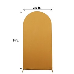 6 ft GOLD Matte Fitted Spandex Round Top Arch Backdrop STAND COVER Party