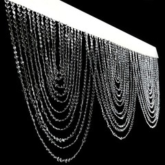 2 CLEAR Acrylic Crystal Beaded CURTAIN Valance Fabric Top Rod Pocket Party Event