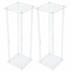 2Pcs Acrylic Flower Stand Column Vase Rack Centerpieces Tabletop Wedding Decor