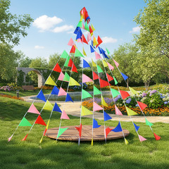Colorful Double Sided Triangle Flags Bunting for Festival Indoor Outdoor Decor