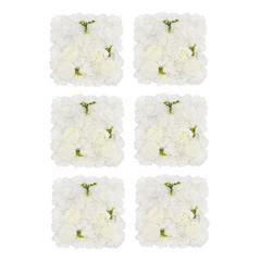 6pcs 15*15in White Artificial Flower Wall Panels Venue Background Floral Decor