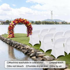 10 Pack White Spandex Folding Chair Covers Stretch Slipcovers Wedding Party