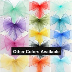 50 Wedding Organza Champagne Chair Sashes Bows 7×108 inches Sheer Chiffon