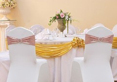 Sequin Rose Gold Chair Sashes for Wedding Decor, Glitter Rose Gold Chair Band…