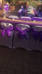 50 pieces Purple Satin Chair Sashes Bows Wedding Chair Ribbon Party Chairs Back
