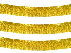 Blukey 10 Feet Long Roll Foil Fringe Garland – Pack of 3 3 (30ft), Gold