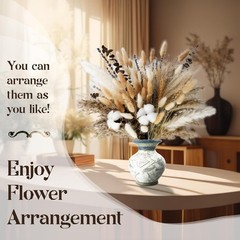 Natural Dried Flower Bouquet – Ppas Grass, Cotton Stems, Bunny Tails,