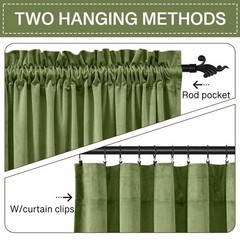 StangH Velvet Drapes Grass Green – Heavy Velvet Blackout Curtain Panels Rod P…