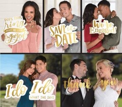 Engagement & Wedding Word Props, 7-Pack – Stunning White & Gold Foil Decorations