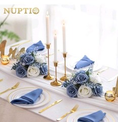 NUPTIO Flower Ball Centerpieces for Tables: Dusty Blue & White Artificial…