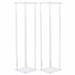 2PCs 60/80cm Acrylic Tabletop Flower Stand Centerpieces Wedding Decor Clear Rack