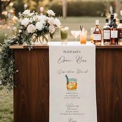 Custom Linen Open Bar Menu Banner Rehearsal Dinner Cocktails
