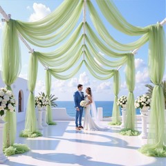 12 Panels Sage Green Wedding Arch W(30″) x H(19ft), 12 Panels,