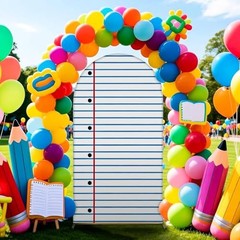 Arch Cover 6ft Welcome Back to School Party Decorations 6 ft White Notebook