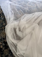 ONE 30ft x 10ft sheer white crushed voile draping panel for backdrops, weddings