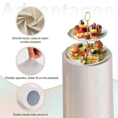 Set of 3 Cylinder Spandex Stand Covers, Champagne, Laser Reflective Fabric-Large