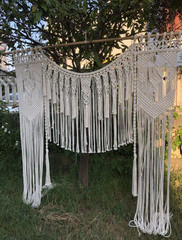 Bohemian Macrame Wedding Backdrop Handmade Curtain Arbor Home Decor Reception
