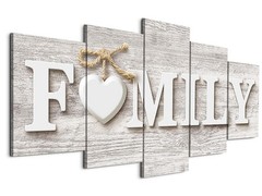 SUNYSUBY 5PCS/Set FAMILY Sign Rustic Beige Wood Grain Large Framed Hand-Made …