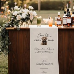 Custom Dog Wedding Open Bar Sign Fabric Pet Menu Banner