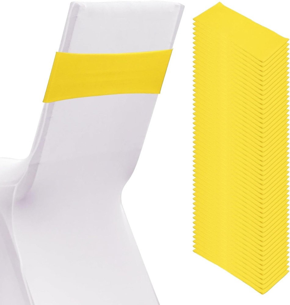 Premium Spandex Chair Sashes Bows 50 Pcs Elastic Stretch Chair Cover Band Ties