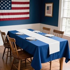 12 Pcs Patriotic Color Satin Silk Table Runners, American Red Red white blue