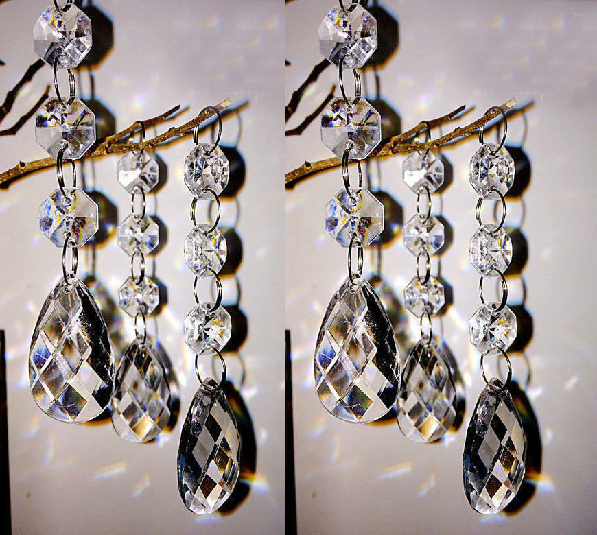 10/30/60PCS Acrylic Crystal Bead Garland Chandelier Hanging Wedding Party Decor