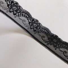 Black Stretch Lace 2 Inches Wide for Bridal Wedding Decorations, Sewing DIY Maki