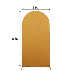5 ft GOLD Matte Fitted Spandex Round Top Arch Backdrop STAND COVER Party