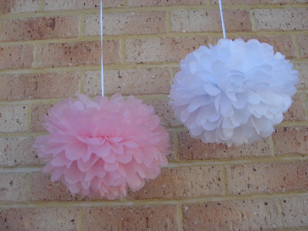 36x 30cm pink white tissue paper pom poms balls anniversary wedding baby shower