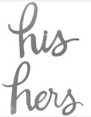 NEW Kate Spade New York Silver Glitter “His Hers” Bridal Chair Signs
