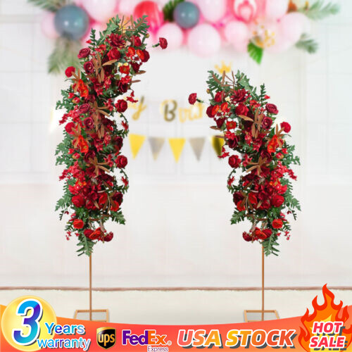 2Pcs Metal Wedding Arch Frame Garden Arbor Party Flower Backdrop Stands 6/8FT