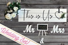 Elegant 6-Piece Wedding Decor Set – Mr & Mrs Wood Letters, Floral & Sign’s