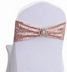 Double-Sided Sequins Rose Gold Chair Sashes for Wedding Decor, Rose Gold Sequin