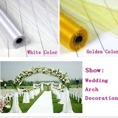 32.8 Yards Bridal Wedding Draping Decoration Glass Yarn 59” Wide White/Golden