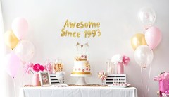 Pre-Strung Awesome Since 1993 Gold Glitter Banner – Funny 33rd Birthday and A…