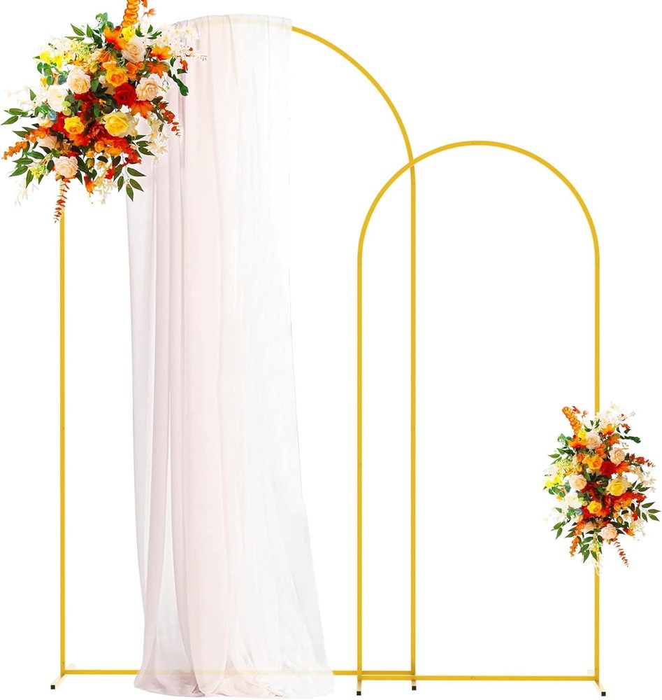 NEW! Set of 2 Gold Metal Arches, Backdrop Wedding/Party Decor (7.2FT/6FT)